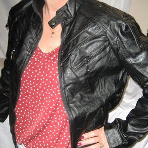Lightweight Ladies (Size:S) faux leather bomber short jacket 90%Poly/10%Spandex